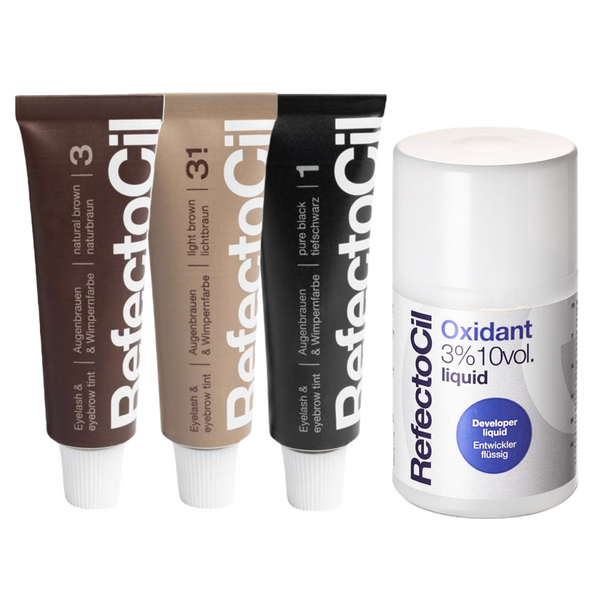 RefectoCil KIT- 3x RefectoCil Eyelash and Eyebrow Tint + RefectoCil Oxidant 3% (10 vol)