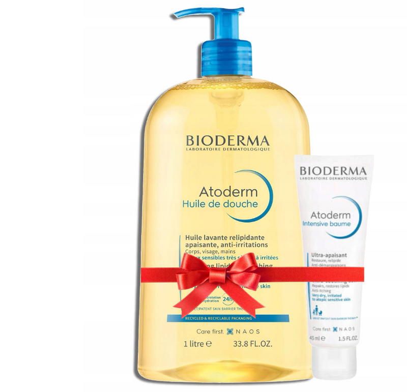 BIODERMA Moisturizing Oil 1L + Cream Cosmetics Gift Set