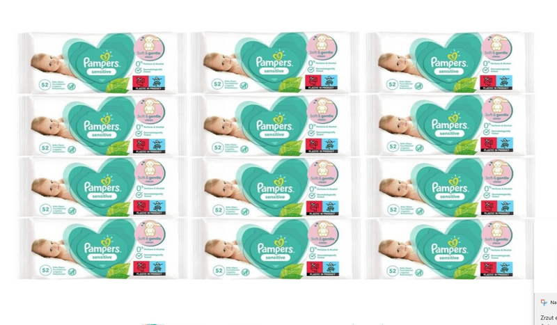 Pampers Sensitive Wet Wipes For Babies And Infants 12 x 52 pcs.