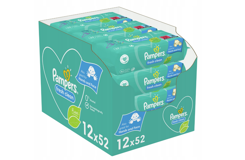 Pampers Fresh Clean Wet Wipes For Babies and Infants 12x52 pcs.