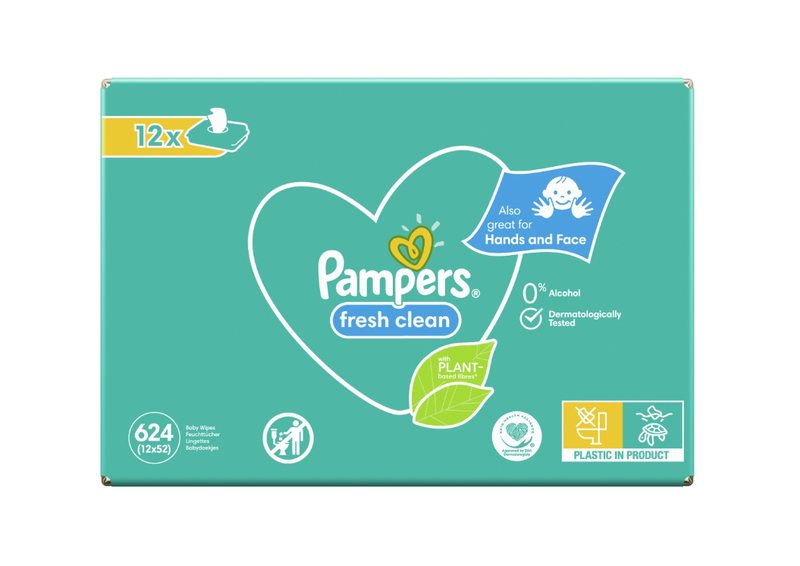 Pampers Fresh Clean Wet Wipes For Babies and Infants 12x52 pcs.