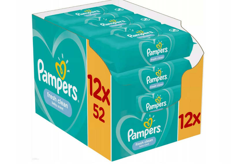 Pampers Fresh Clean Wet Wipes For Babies and Infants 12x52 pcs.