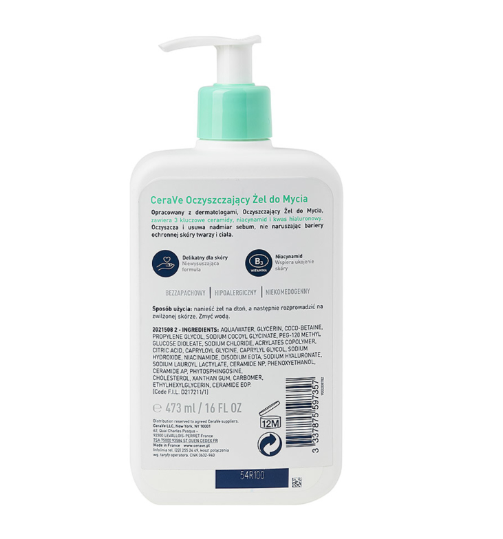 Cerave Cleansing Washing Gel For Normal To Oily Skin 236ml