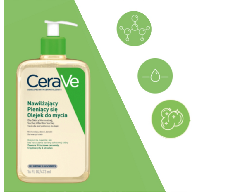 CERAVE Hydrating Oil Moisturizing Foaming Oil for Dry Skin 473ml