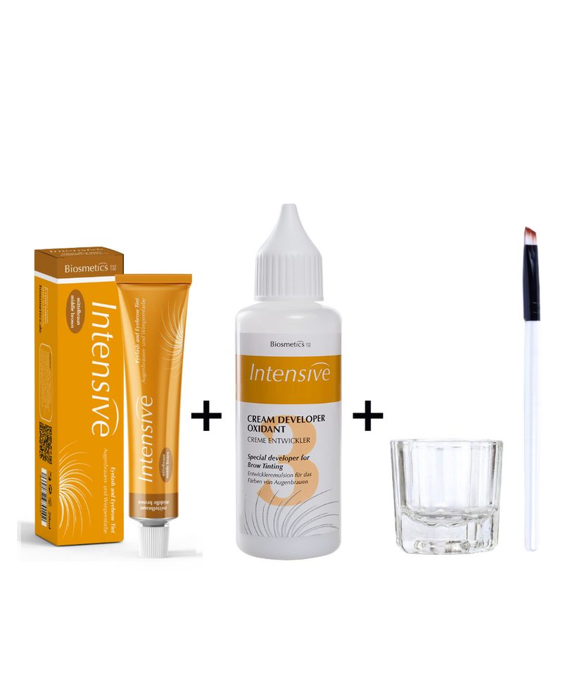 Biosmetics Intensive Tint SET (gel color +  cream developer 3%+ mixing dish and brush)
